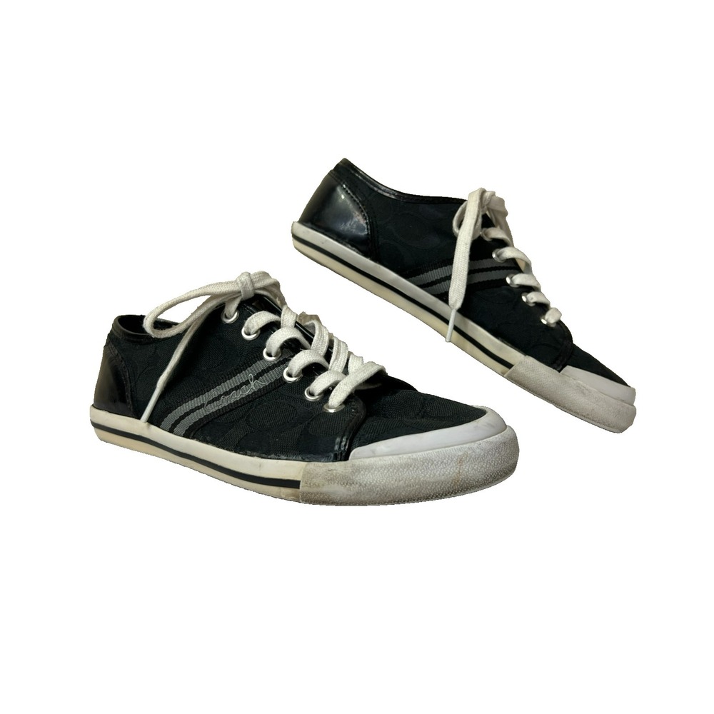 Coach‎ Folly Black Canvas Signature "C" Print White Contrast 7.5M